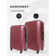 Комплект чемоданов , 2 шт., 91 л, размер M, бордовый Bonle
