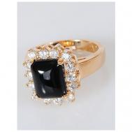 Кольцо помолвочное , фианит, оникс, размер 17, черный Lotus Jewelry