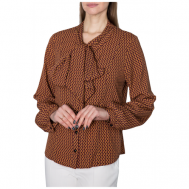 Блуза  , классический стиль, длинный рукав, размер 52, оранжевый Galar