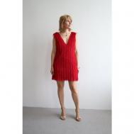 Платье , вечернее, полуприлегающее, мини, открытая спина, подкладка, размер 42, красный NA LUBVI
