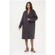 Пальто   демисезонное, шерсть, силуэт прямой, средней длины, размер 46/48/164-172, серый EKATERINA ZHDANOVA