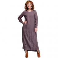 Платье , лен, прямой силуэт, макси, карманы, размер 48-50, бордовый Kayros