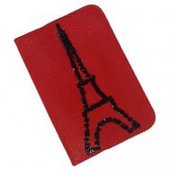 Обложка для паспорта , натуральная кожа, черный, красный Веснушкин Shop