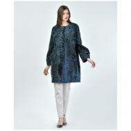Пальто , каракуль, силуэт прямой, карманы, размер 42, синий Fabio Gavazzi