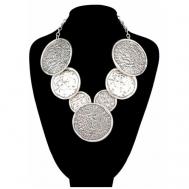 Ожерелье бижутерное Мятый круг (Бижутерный сплав, Серебристый) 54011 OTOKODESIGN