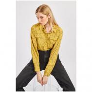 Блуза  , повседневный стиль, свободный силуэт, длинный рукав, карманы, манжеты, трикотажная, размер 52, желтый Baon