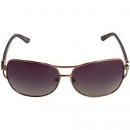 Солнцезащитные очки , кошачий глаз, оправа: металл, с защитой от УФ, для женщин, коричневый FLEUR