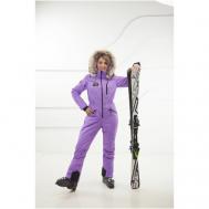 Комбинезон  для сноубординга, зимний, силуэт прямой, карманы, капюшон, мембранный, размер 42-170, фиолетовый SUNENERGY+