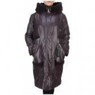 куртка  зимняя, удлиненная, силуэт прямой, стеганая, размер 48, фиолетовый Не определен