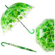 Зонт-трость , полуавтомат, купол 80 см., 8 спиц, прозрачный, зеленый Эврика подарки и удивительные вещи