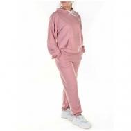 Костюм, свитшот и брюки, повседневный стиль, полуприлегающий силуэт, размер 50, розовый Нет бренда