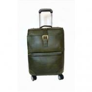 Умный чемодан , натуральная кожа, жесткое дно, 40 л, зеленый Black Buffalo Bags