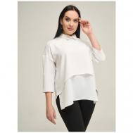 Блуза  , классический стиль, свободный силуэт, укороченный рукав, однотонная, размер 56, белый Disorelle