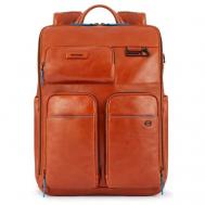 Рюкзак  Blue Square, фактура гладкая, коричневый, оранжевый Piquadro