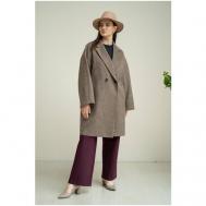 Пальто   зимнее, силуэт прямой, удлиненное, размер 54, коричневый Modress