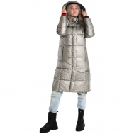 Куртка  , демисезон/зима, удлиненная, силуэт прямой, размер L, серебряный NEW SHEEK