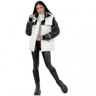 Куртка  , демисезон/зима, удлиненная, силуэт полуприлегающий, утепленная, размер 42, черный, белый GEPARD