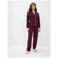 Пижама , рубашка, длинный рукав, трикотажная, размер XL, бордовый Luisa Moretti