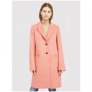 Пальто   зимнее, шерсть, силуэт прямой, укороченное, размер 44, розовый Twinset Milano