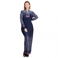 Платье-лапша , вискоза, прямой силуэт, макси, карманы, размер 48, фиолетовый, синий Lilians
