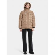 куртка   зимняя, средней длины, оверсайз, ветрозащитная, манжеты, капюшон, стеганая, карманы, размер 38, бежевый DIDRIKSONS
