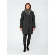 Пальто-кокон   зимнее, шерсть, силуэт прямой, средней длины, размер 50/170, серый Pompa