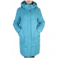 куртка  зимняя, удлиненная, силуэт прилегающий, размер 50, голубой Не определен