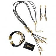 Комплект бижутерии : серьги, браслет, подвеска, золотой Janess