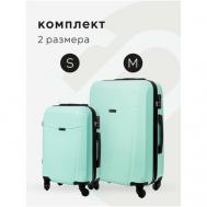 Комплект чемоданов , 2 шт., 91 л, размер M, зеленый Bonle