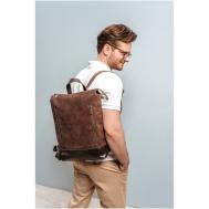 Рюкзак  мессенджер , фактура гладкая, коричневый Igermann