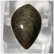 Кольцо , обсидиан, подарочная упаковка, размер 18.5, золотой, черный True Stones