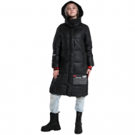 куртка  , демисезон/зима, удлиненная, силуэт прямой, размер L, черный NEW SHEEK