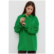 Джемпер , длинный рукав, оверсайз, трикотаж, вязаный, размер 40/48, зеленый Kivi Clothing