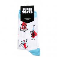 Носки , размер 40-45, черный, голубой, красный Super Socks