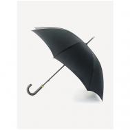 Зонт-трость , механика, купол 105 см, 8 спиц, ручка натуральная кожа, черный FULTON