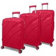 Умный чемодан , 3 шт., 104 л, размер S/M/L, красный Impreza