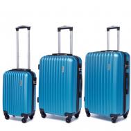 Комплект чемоданов , 3 шт., пластик, ABS-пластик, опорные ножки на боковой стенке, рифленая поверхность, 85 л, размер S, синий Lacase