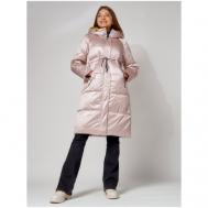 Куртка   зимняя, удлиненная, силуэт свободный, манжеты, капюшон, размер 44, розовый MTFORCE