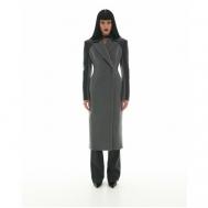 Пальто   демисезонное, шерсть, силуэт полуприлегающий, средней длины, размер XS, черный, серый Sorelle