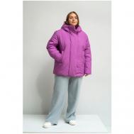 куртка   демисезонная, средней длины, силуэт свободный, капюшон, карманы, размер 52, фиолетовый Modress