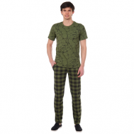 Комплект , футболка, брюки, карманы, размер 52, зеленый ИСА-Текс