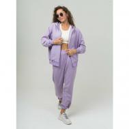 Костюм , ветровка и брюки, силуэт прямой, регулировка ширины, карманы, капюшон, размер 46-M, фиолетовый Нет бренда