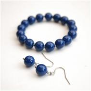 Комплект бижутерии : браслет, серьги, размер браслета 16 см., синий Tularmodel