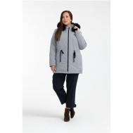 Куртка   зимняя, средней длины, силуэт полуприлегающий, капюшон, карманы, размер 48, серый Modress