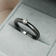 Кольцо, искусственный камень, эмаль, керамика, размер 16, черный, серебряный Insetto