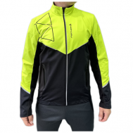 Куртка  для бега, средней длины, силуэт прилегающий, влагоотводящая, воздухопроницаемая, без капюшона, вентиляция, мембранная, светоотражающие элементы, водонепроницаемая, ветрозащитная, карманы, размер 52, желтый, черный FISCHER