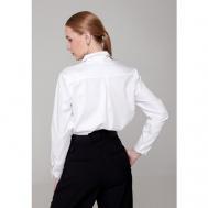 Рубашка  , повседневный стиль, свободный силуэт, длинный рукав, без карманов, однотонная, размер 46, белый IRINA EGOROVA