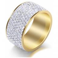 Кольцо помолвочное , нержавеющая сталь, кристалл, подарочная упаковка, размер 16.5, серебряный, золотой TASYAS