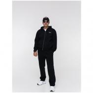 Костюм , олимпийка и брюки, прямой силуэт, карманы, капюшон, утепленный, размер 50, черный Pikate