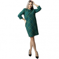 Платье-футляр , в классическом стиле, полуприлегающее, мини, размер 58, зеленый Elena Tex